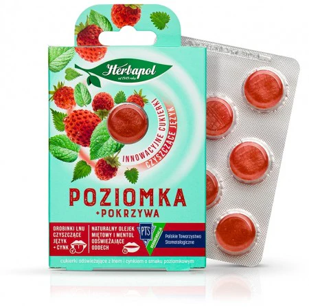 Herbapol Poziomka & Pokrzywa - cukierki bez cukru czyszczące język i odświeżające oddech - Image 3