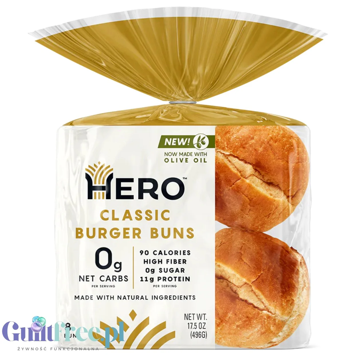 Hero Bread Classic Burger Buns - Keto bułki do burgerów, 8szt, 90kcal