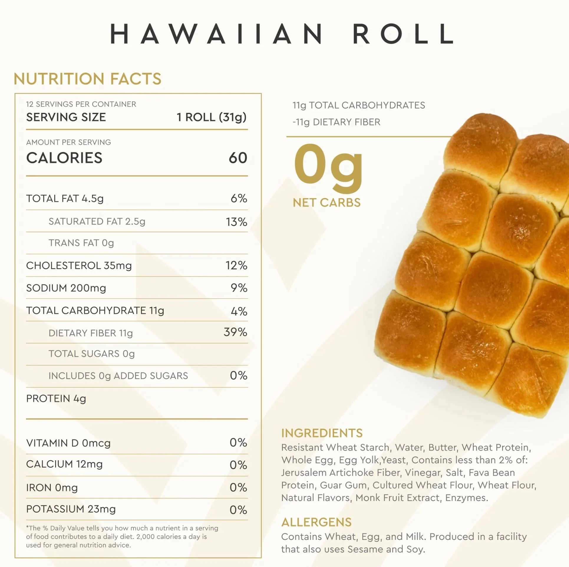 Hero Bread Hawaiian Rolls - mięciutkie keto bułeczki 12 szt, 60kcal 1g węglowodanów - Image 3