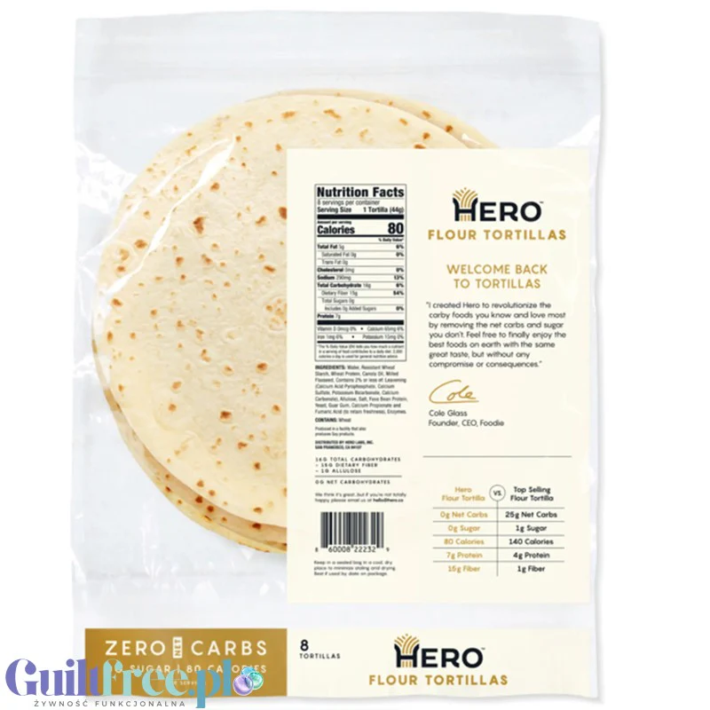 Hero Bread Tortilla Wraps - keto tortille wysokobiałkowe 80kcal, 1g węglowodanów & 7g białka - Image 5