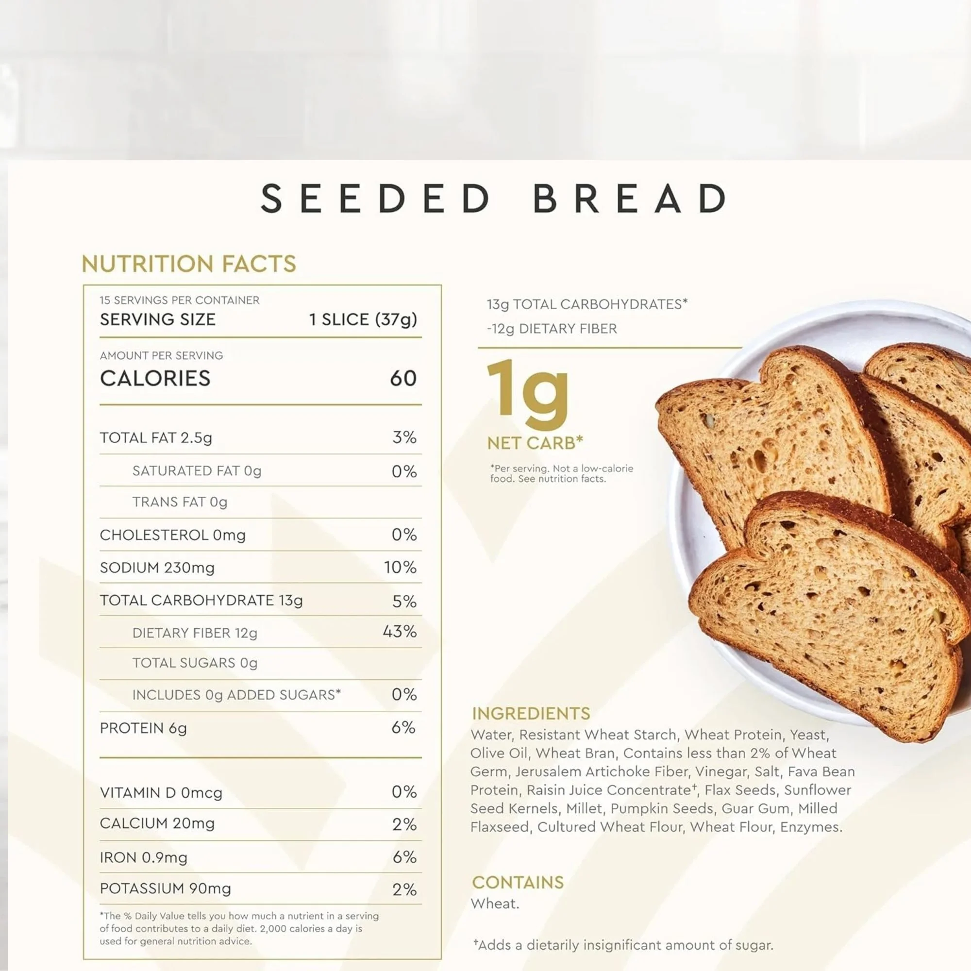 Hero Seeded Bread - keto chleb 1g węglowodanów w kromce, tylko 60kcal - Image 2