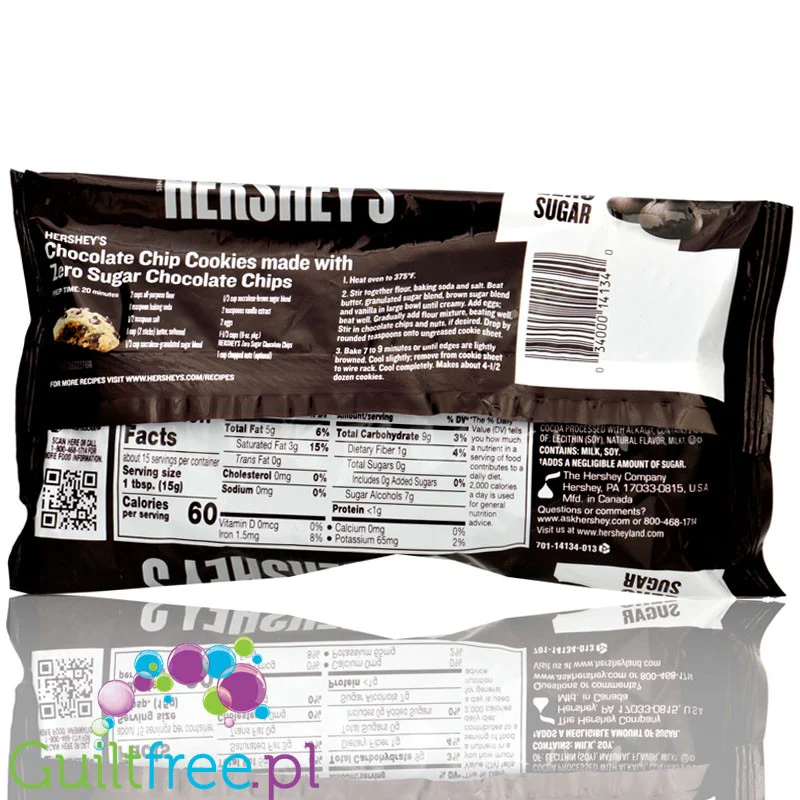 Hershey's Sugar Free Semi-Sweet Baking Chips - czekoladowe kropelki do ciasta, bez cukru - Image 2
