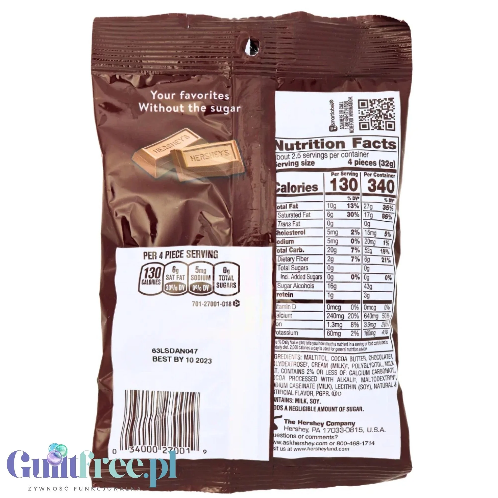 Hershey's Zero Sugar Chocolate - mleczne czekoladki bez cukru 85g - Image 5