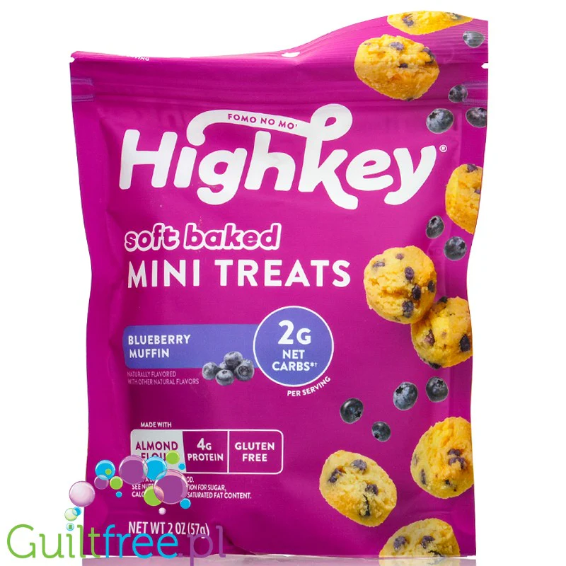 HighKey Keto Soft Treats Blueberry Muffin - bezglutenowe ciasteczka migdałowe ze stewią i erytrolem