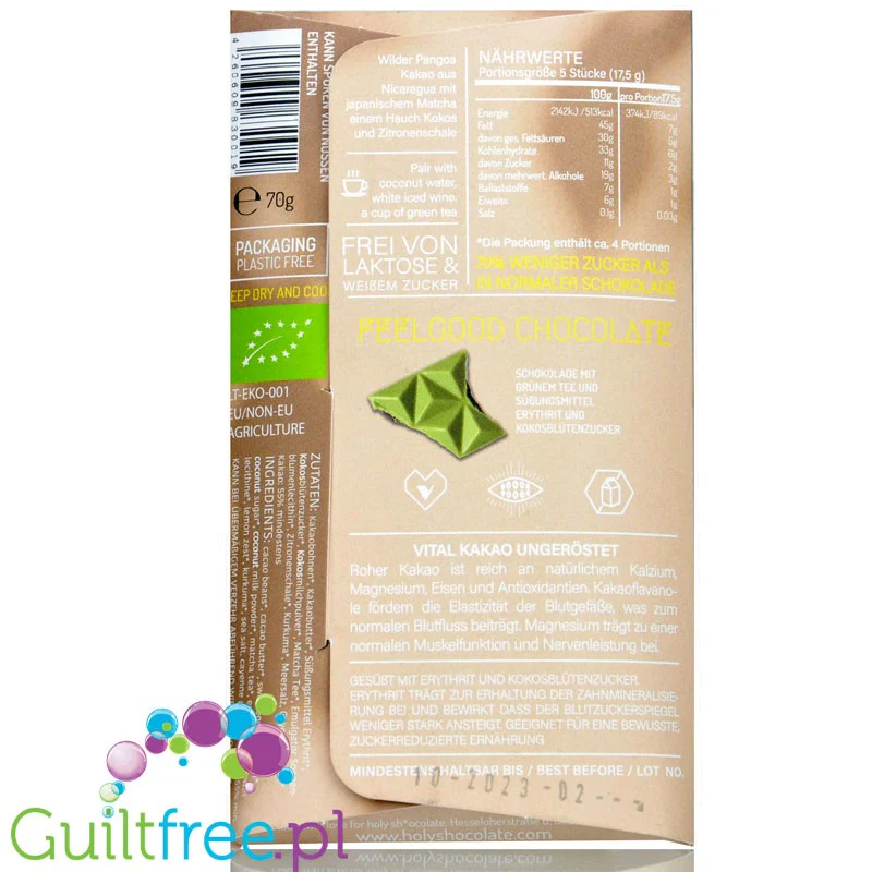 Holy Sh*ocolate Dark Matcha - wegańska organiczna kraftowa czekolada bez białego cukru - Image 7