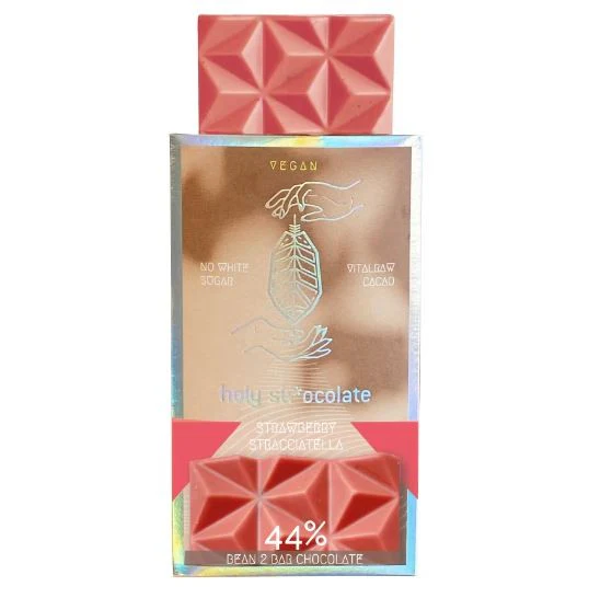 Holy Sh*ocolate Strawberry Stracciatella - wegańska organiczna kraftowa czekolada bez białego cukru - Image 4
