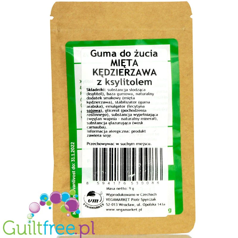 Hugo Spearmint, guma do żucia bez cukru i aspartamu, tylko z ksylitolem z miętą kędzierzawą - Image 2