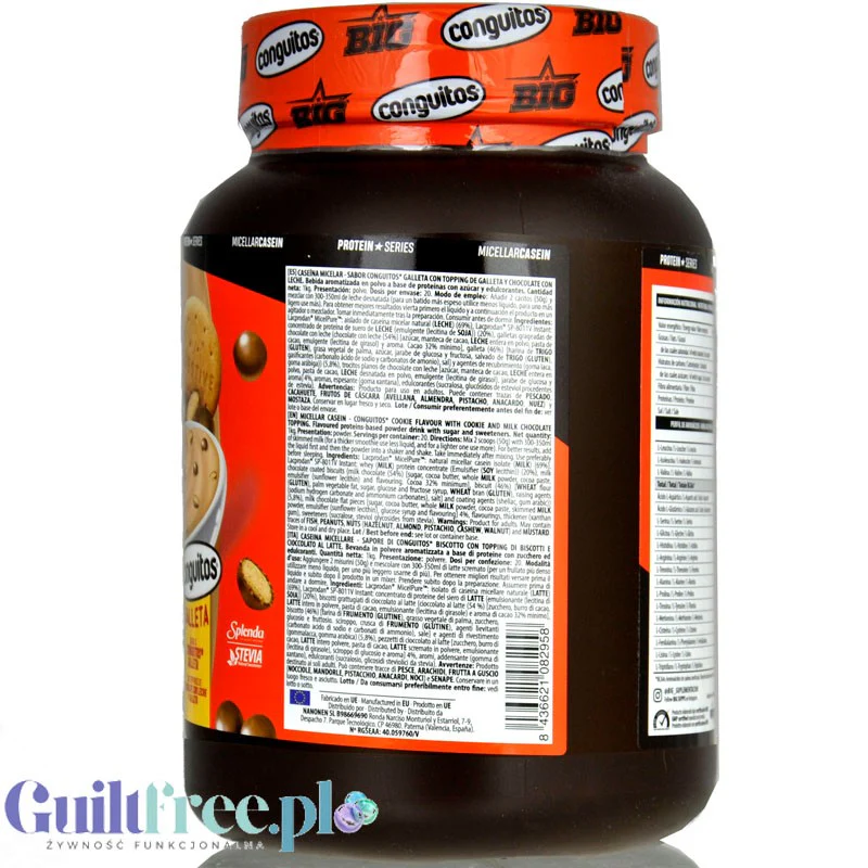 BIG® Micellar Casein, Conguitos Galleta Chocolate 1kg - gęsta deserowa odżywka białkowa, smak ciasteczko & mleczna czekolada - Image 3