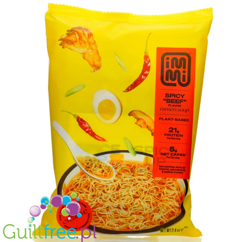 Immi Ramen Soup Spicy Beef - wegańska 'chińska zupka' proteinowa 22g białka, smak Wołowina na Ostro
