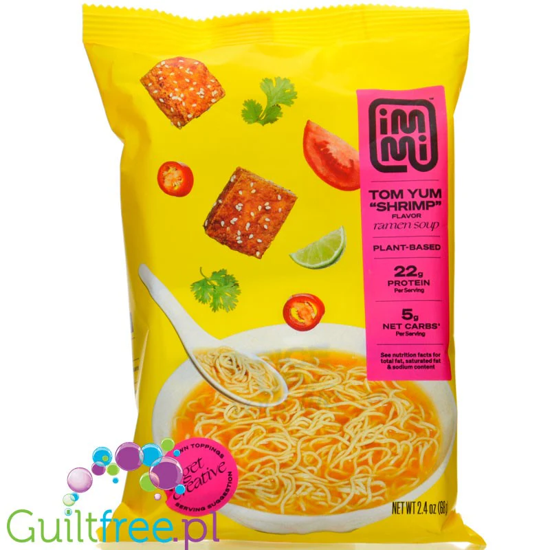 Immi Ramen Soup Tom Yum Shrimp - wegańska 'chińska zupka' proteinowa 22g białka, smak Krewetki Tom Yum