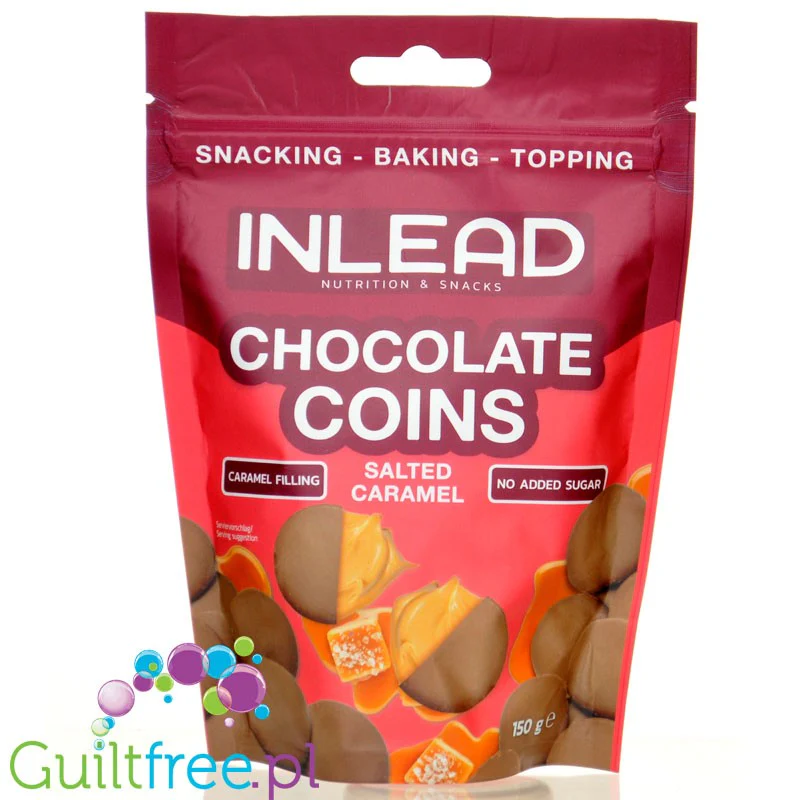 Inlead Chocolate Coins Salted Caramel - dropsy mlecznej czekolady z nadzieniem solonego karmelu bez cukru