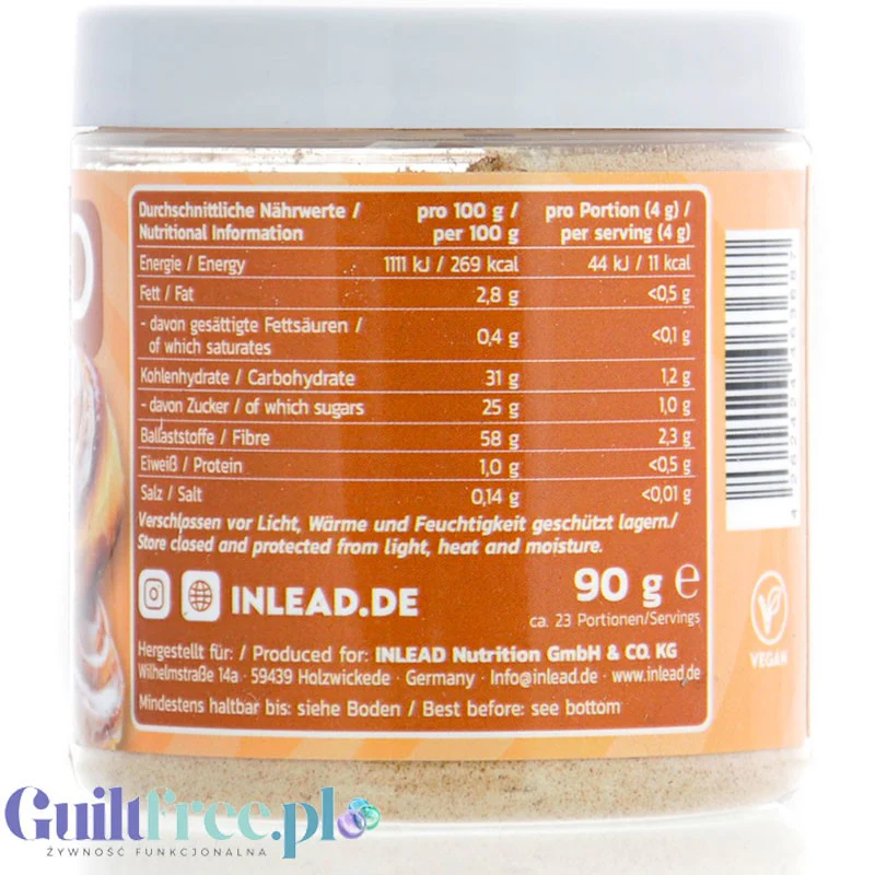 Inlead Flavor Powder Cinnamon Roll 90g - błonnikowy aromat słodzący w proszku o smaku Cynamonka z Orzechami - Image 2
