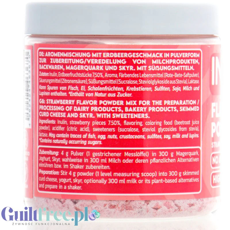 Inlead Flavor Powder Strawberry 90g - błonnikowy aromat słodzący w proszku bez cukru o smaku truskawkowym - Image 3