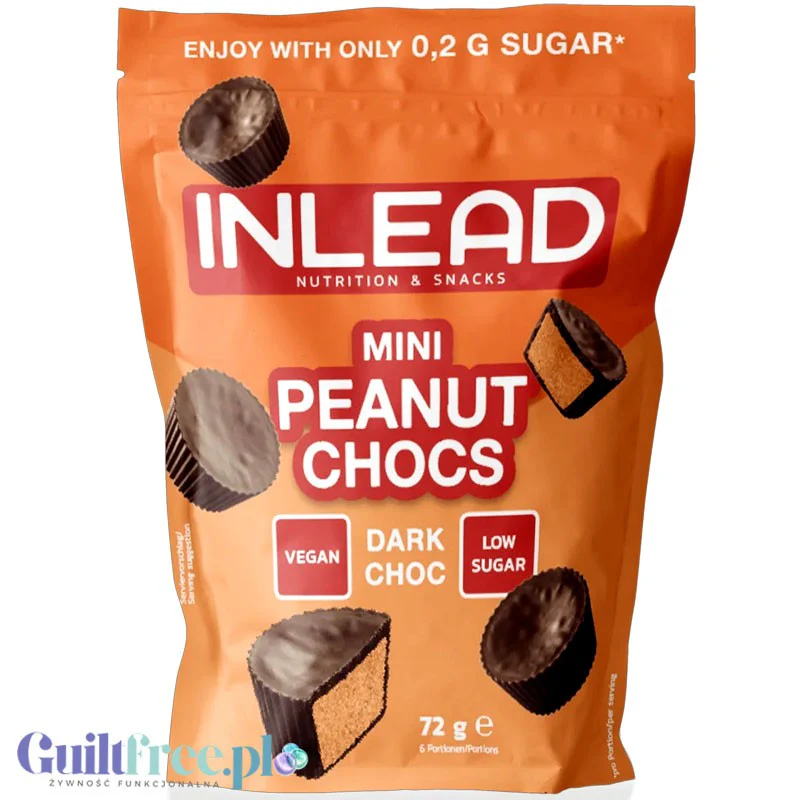 Inlead Mini Peanut Chocs Dark Choc - wegańskie mini miseczki z masłem orzechowym w ciemnej czekoladzie bez cukru