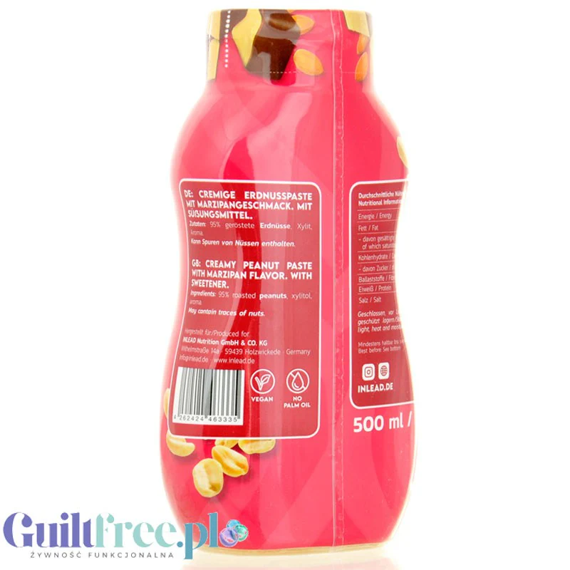 Inlead Peanut Squezze Marzipan 500ml - wyciskane masło orzechowe w tubie z ksylitolem - Image 2