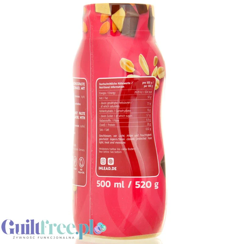 Inlead Peanut Squezze Marzipan 500ml - wyciskane masło orzechowe w tubie z ksylitolem - Image 3