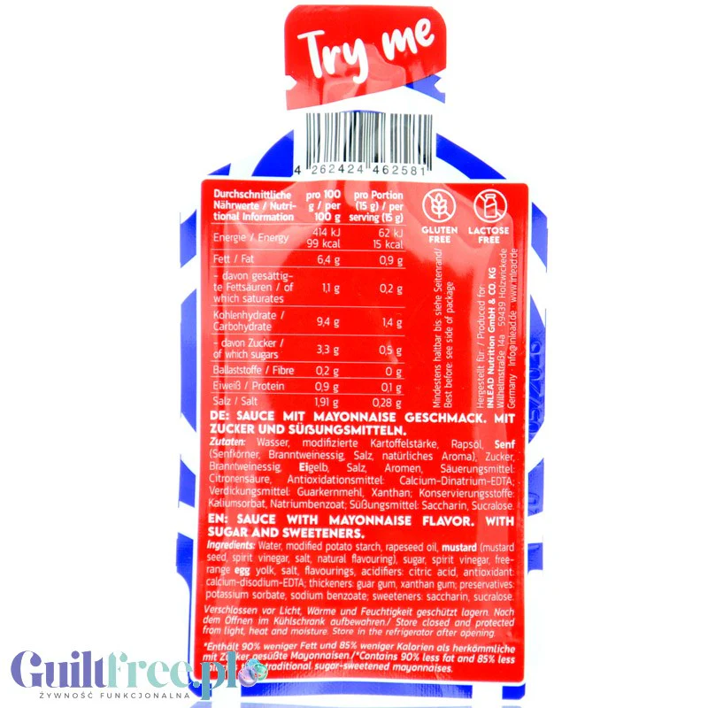 Inlead Premium Sauce Holland Mayo, saszetka 20g - niskotłuszczowy holenderski majonez bez dodatku cukru, 90% mniej tłuszczu - Image 2