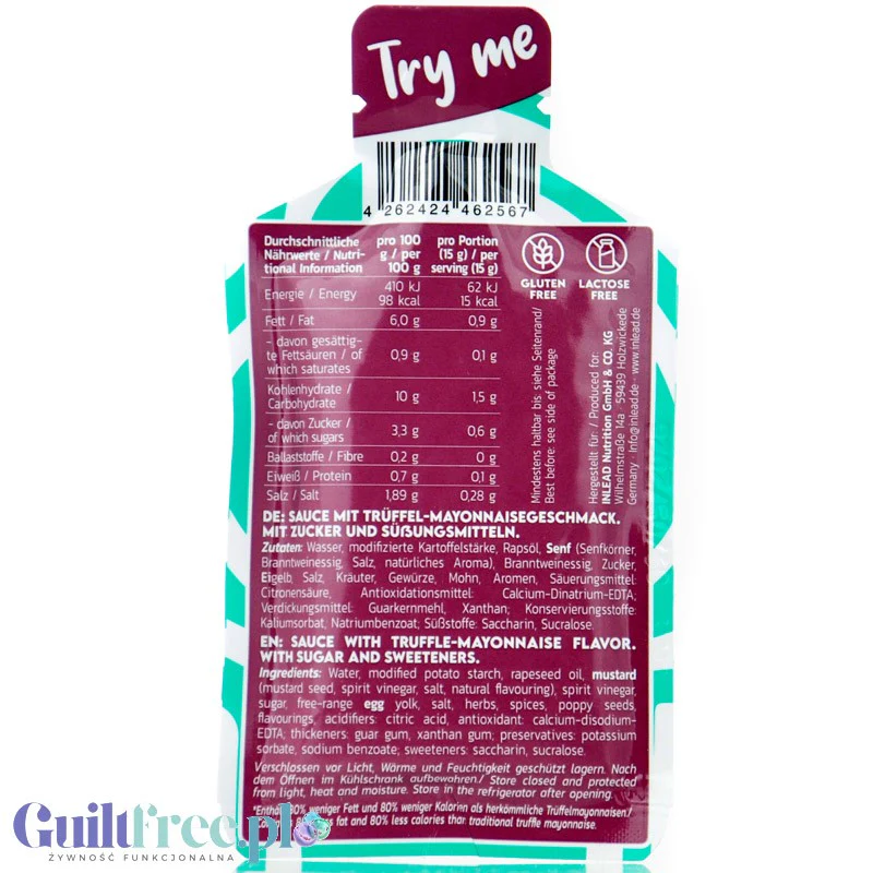 Inlead Premium Sauce Truffle Mayonnaise, saszetka 20g - niskotłuszczowy majonez truflowy bez cukru 80% mniej tłuszczu - Image 2