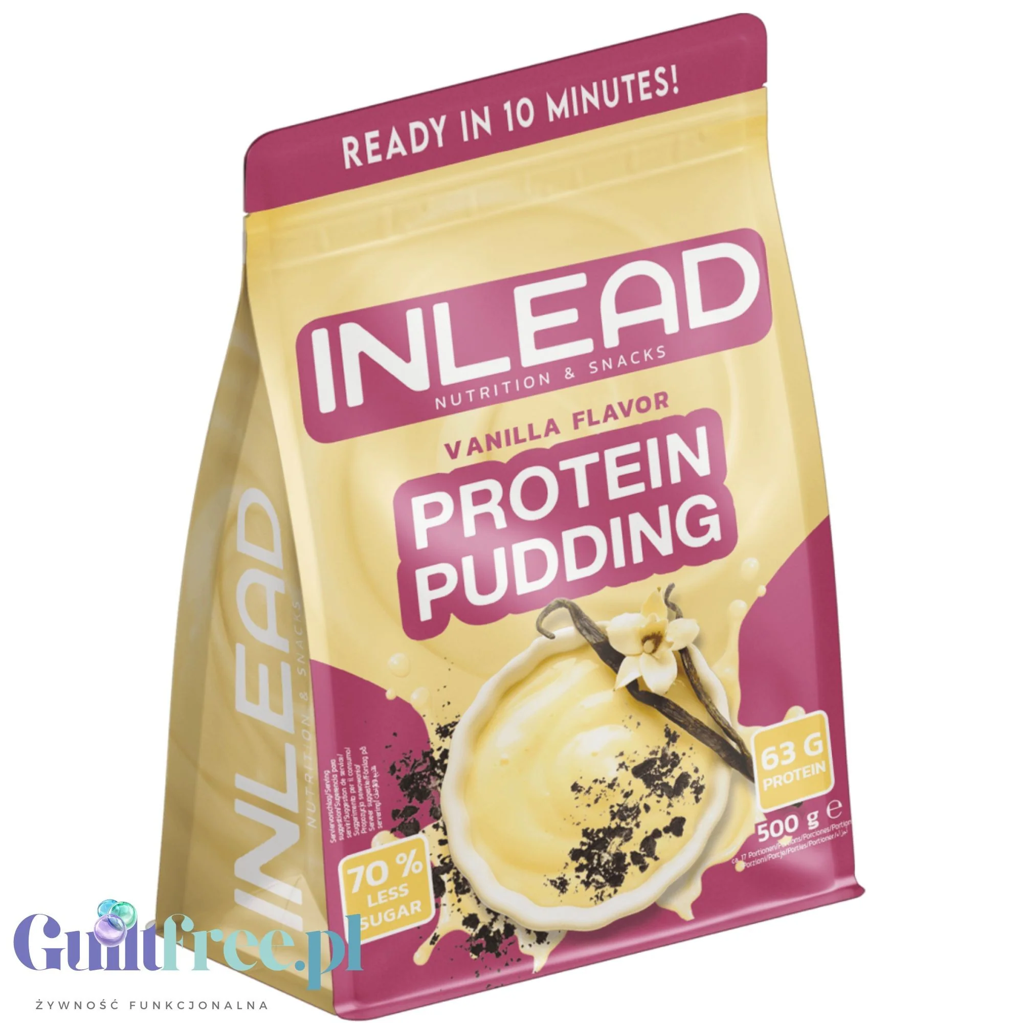 Inlead Protein Pudding Vanilla 0,5kg - waniliowy budyń białkowy, 19g białka w porcji 104kcal