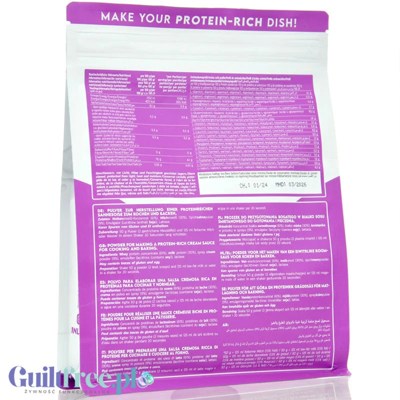 Inlead Protein Sahne - odżywka białkowa do pieczenia i gotowania, smak śmietankowy, bez cukru i słodzików - Image 2