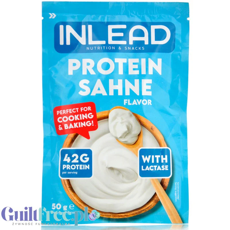 Inlead Protein Sahne 50g saszetka - odżywka białkowa do pieczenia i gotowania, smak śmietankowy, bez cukru i słodzików