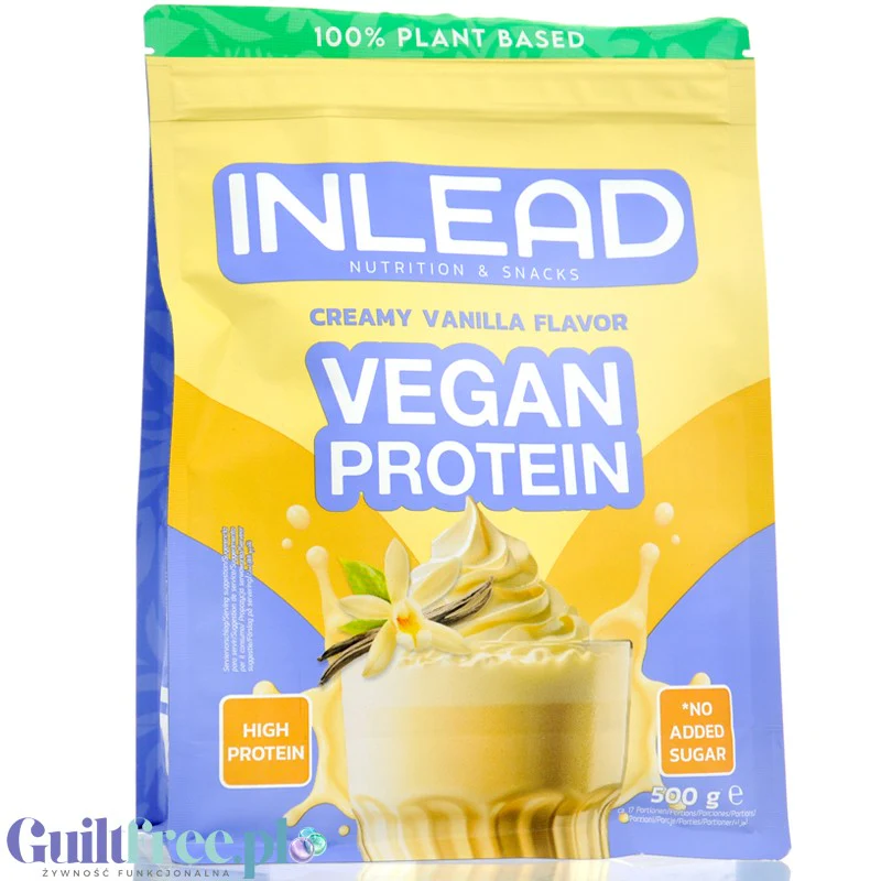 Inlead Vegan Protein Creamy Vanilla - wegańska odżywka proteinowa na bazie 4 białek roślinnych ze stewią
