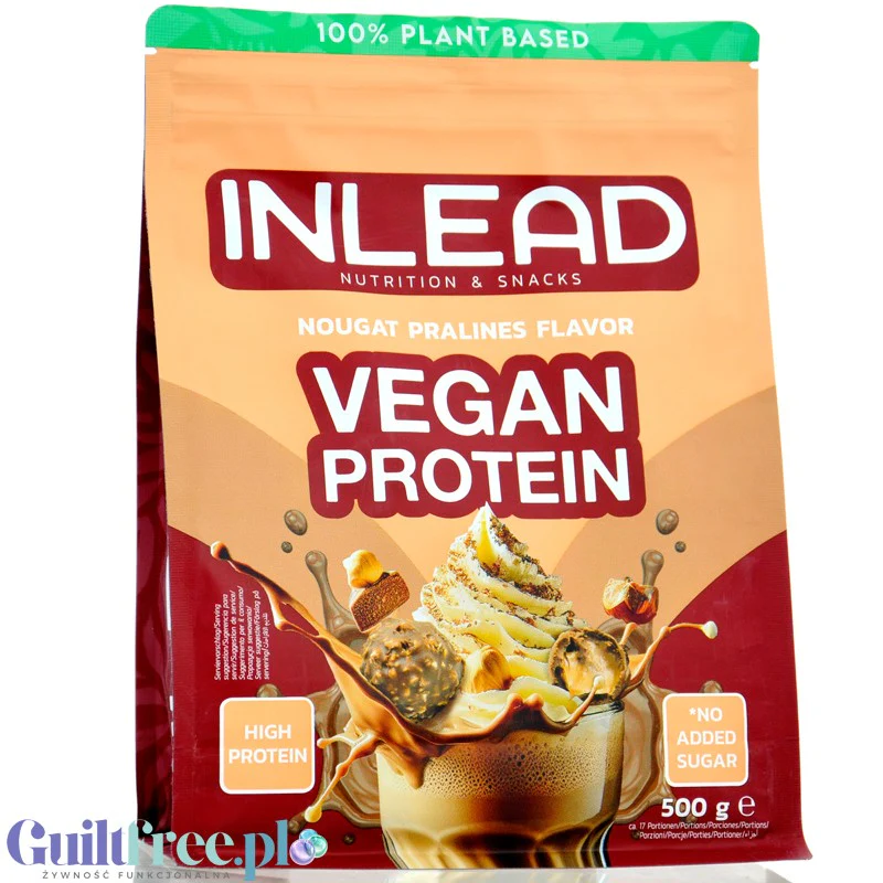 Inlead Vegan Protein Nougat Pralines - wegańska odżywka proteinowa na bazie 4 białek roślinnych ze stewią