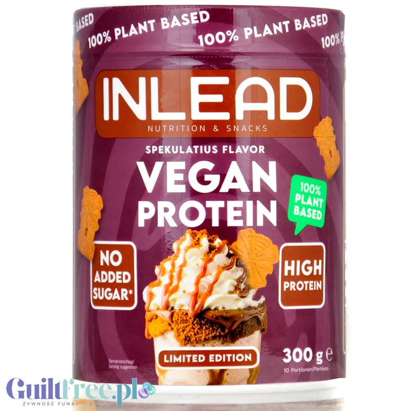 Inlead Vegan Protein Spekulatius 300g - wegańska odżywka proteinowa na bazie 4 białek roślinnych ze stewią