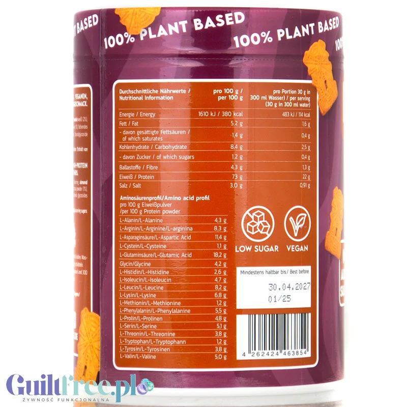 Inlead Vegan Protein Spekulatius 300g - wegańska odżywka proteinowa na bazie 4 białek roślinnych ze stewią - Image 3