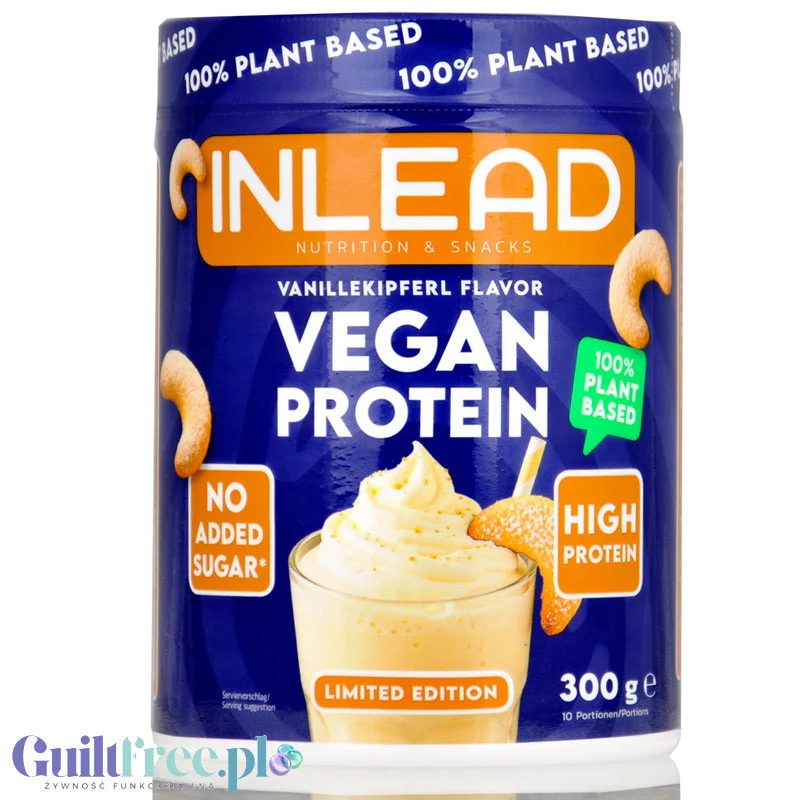 Inlead Vegan Protein Vanillekipferl 300g - wegańska odżywka proteinowa na bazie 4 białek roślinnych ze stewią