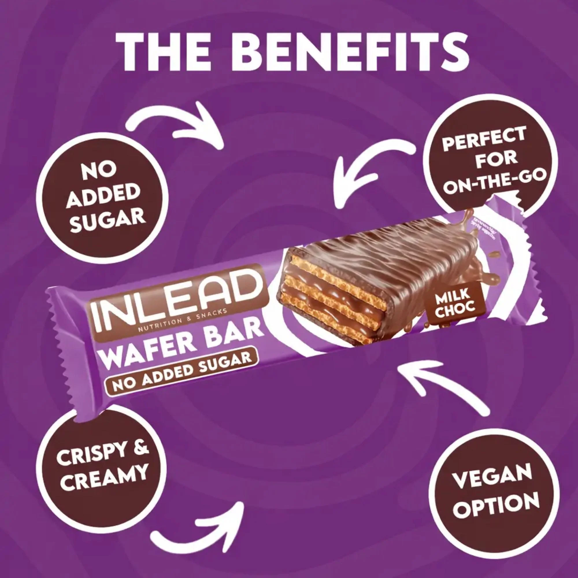 Inlead Wafer Bar Milk Choc - wafelek z kremem w polewie czekoladowej bez dodatku cukru - Image 2