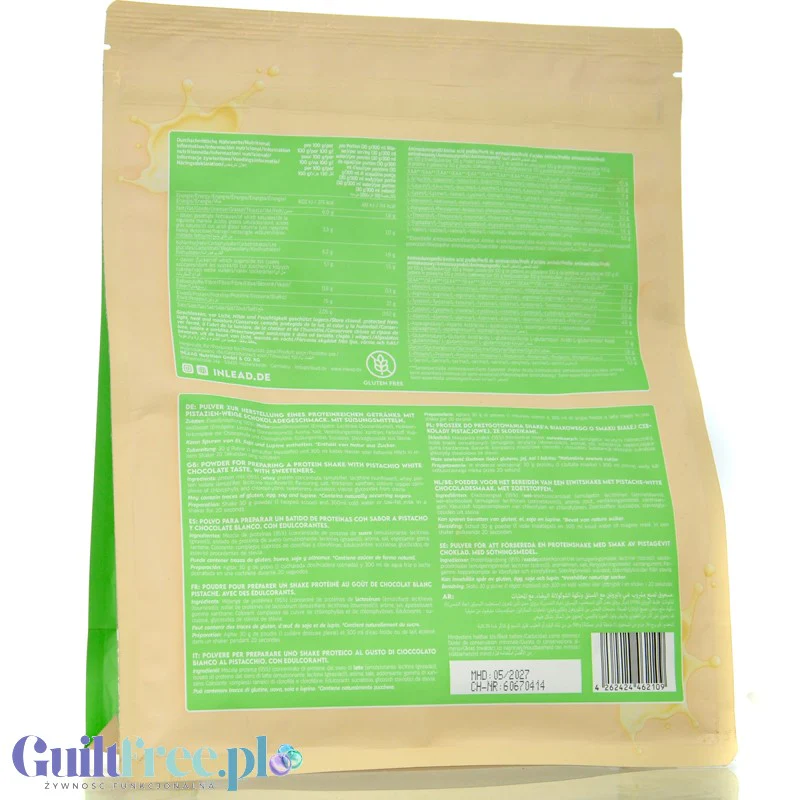 Inlead Whey Protein Pistachio White Choc 1kg - odżywka białkowa w WPC WPI, smak Pistacja & Biała Czekolada - Image 2