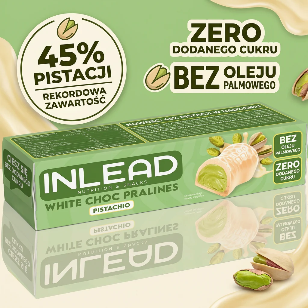 Inlead White Choc Pralines Pistachio - pralinki pistacjowe bez cukru w białej czekoladzie - Image 2