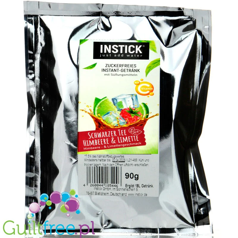 InStick Black Tea, Raspberry & Lime XXL - koncentrat napoju w proszku bez cukru na 18L, Herbata, Malina & Cytryna - Image 2