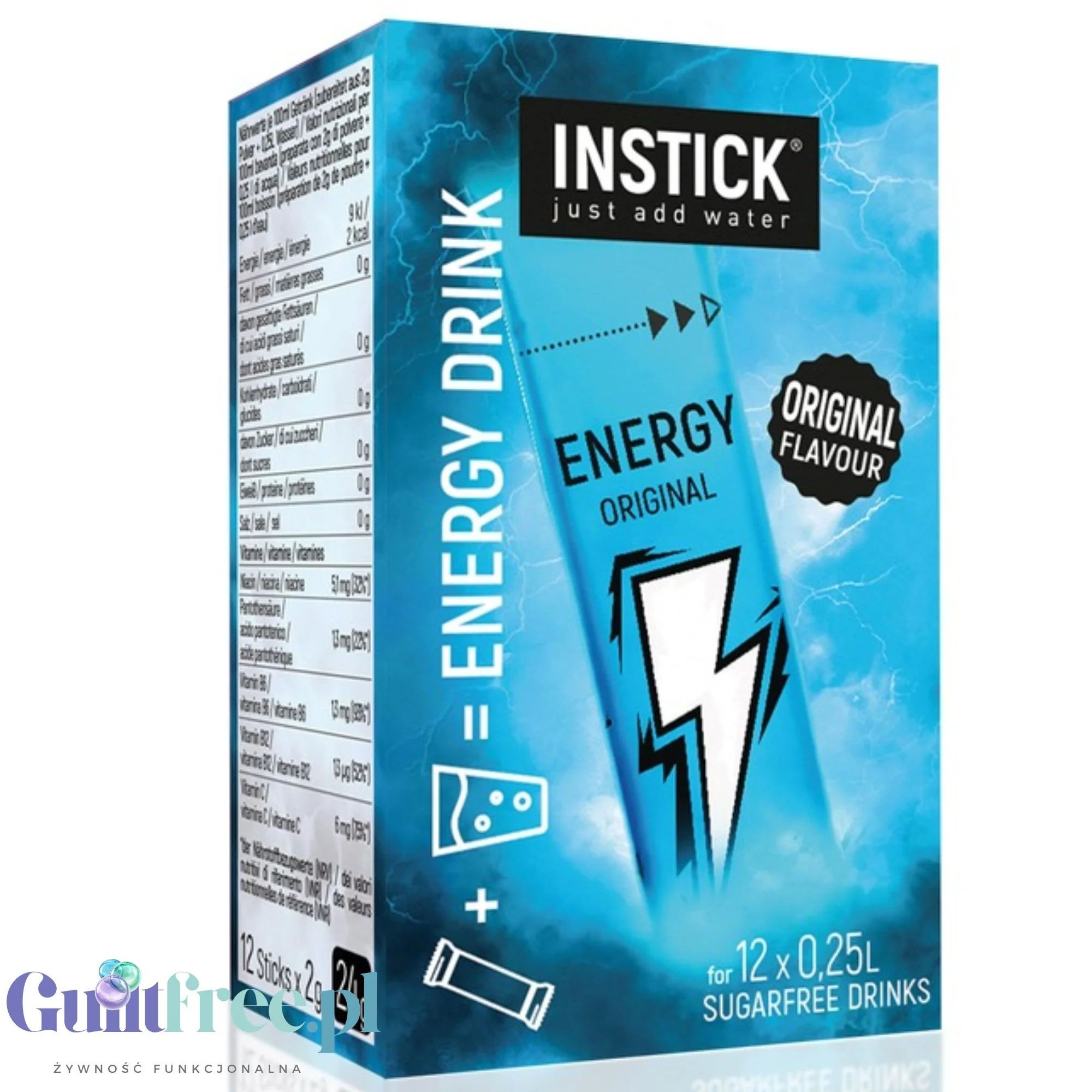 InStick Energy Coco & Blueberry - napój energetyczny instant bez cukru i kalorii, smak Kokos i Jagoda