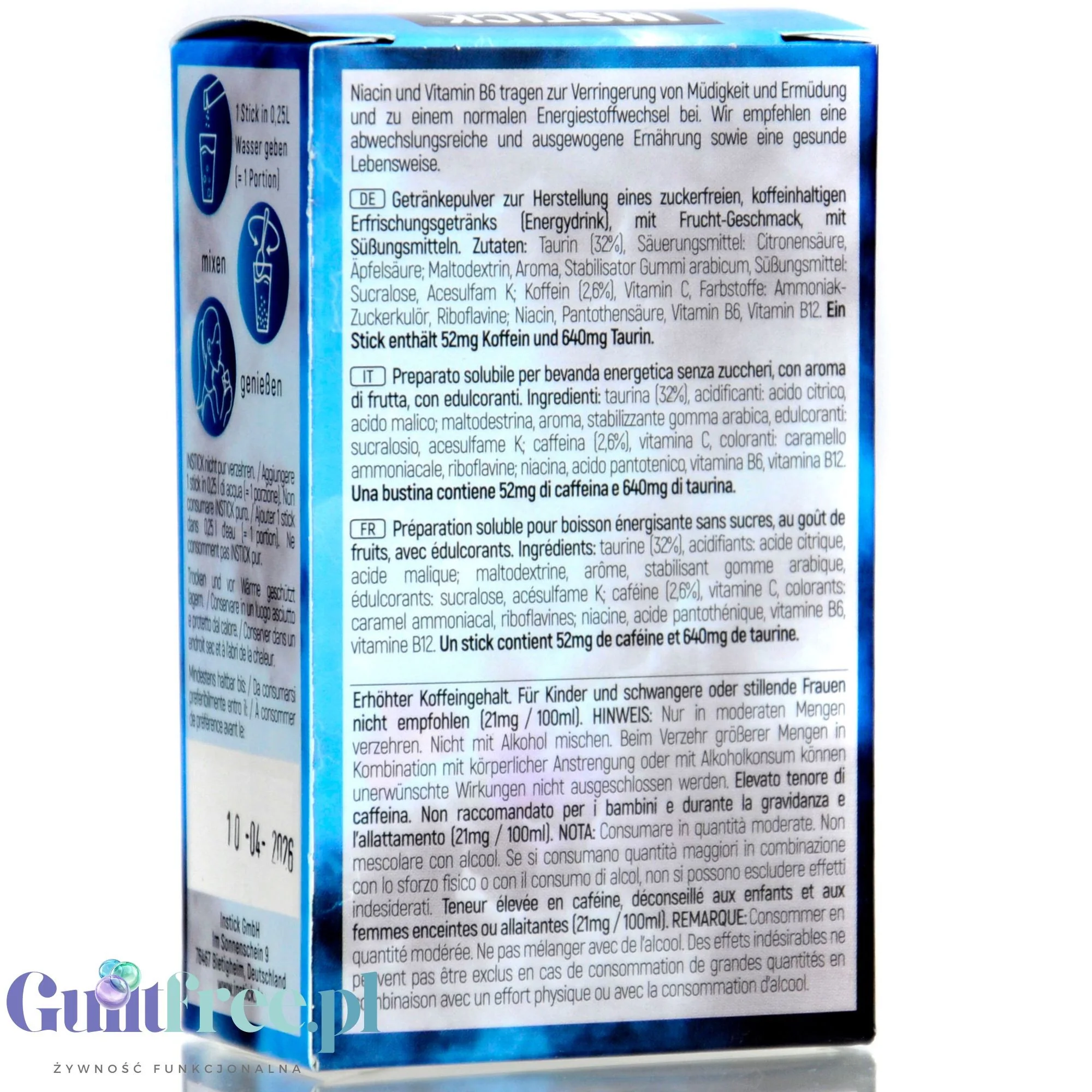 InStick Energy Coco & Blueberry - napój energetyczny instant bez cukru i kalorii, smak Kokos i Jagoda - Image 3
