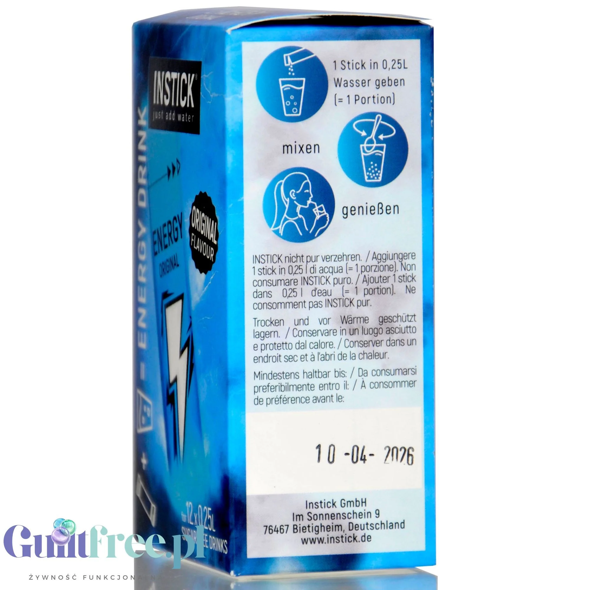 InStick Energy Coco & Blueberry - napój energetyczny instant bez cukru i kalorii, smak Kokos i Jagoda - Image 4