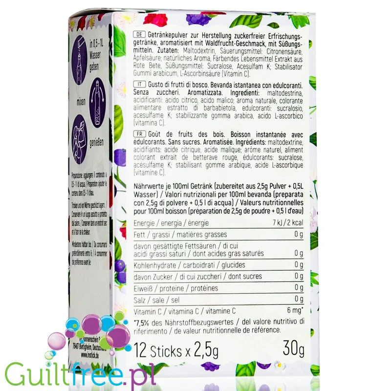 InStick Forest Fruit Sticks - rozpuszczalna saszetka smakowa do napoi bez cukru, Owoce Leśne - Image 2