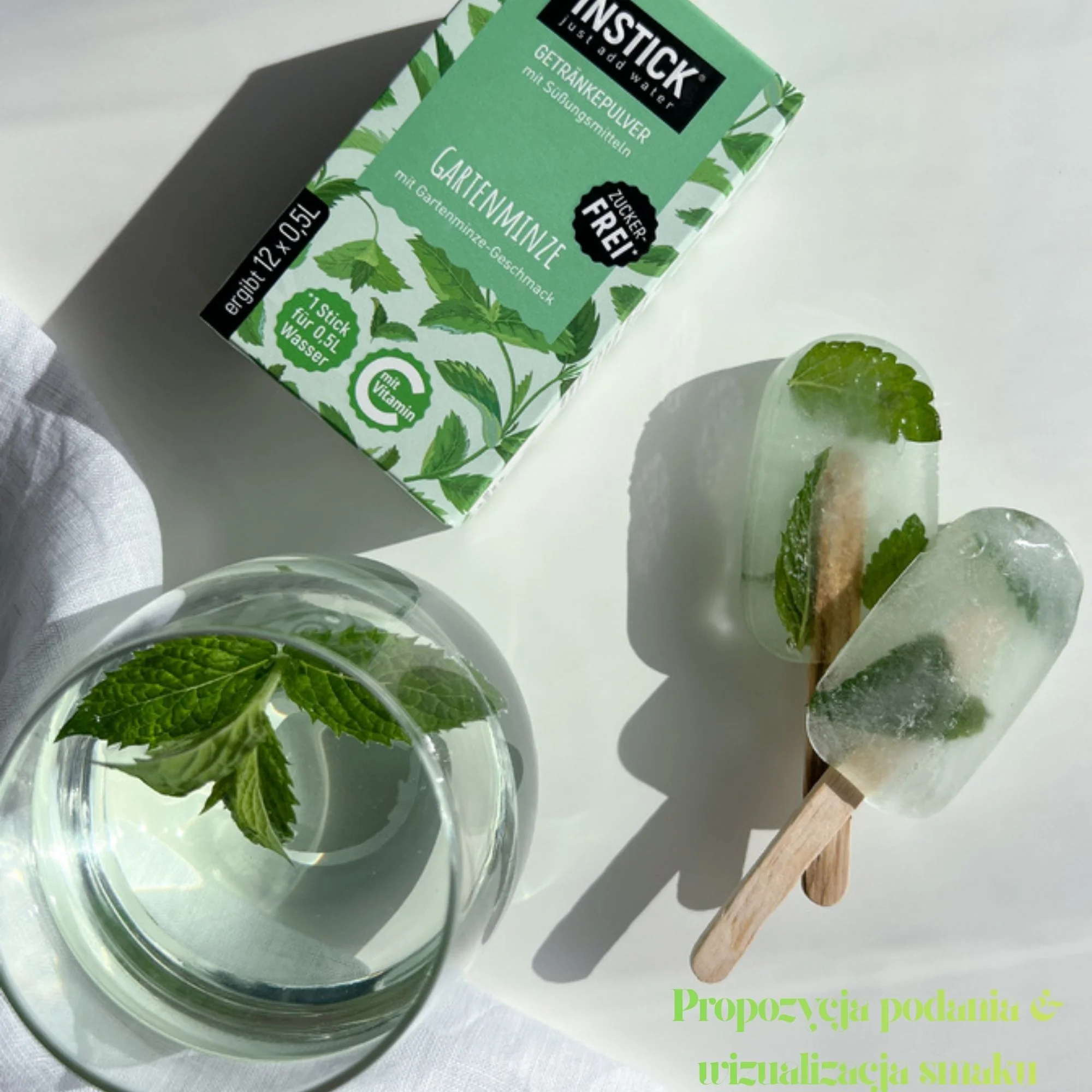 InStick Garden Mint - rozpuszczalna saszetka smakowa do napojów bez cukru, smak miętowy - Image 2