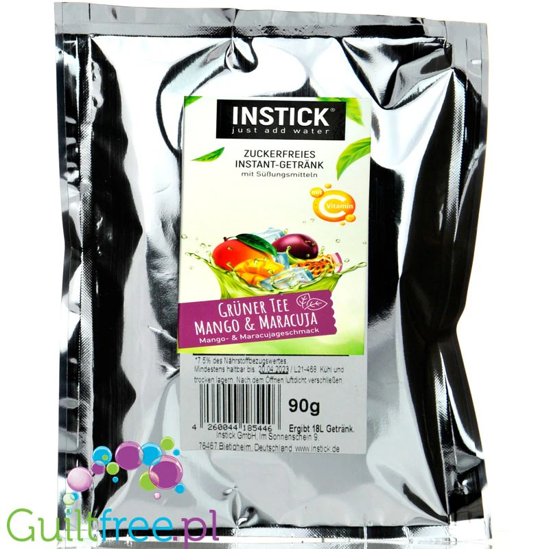 InStick Green Tea Mango & Passionfruit XXL - koncentrat napoju w proszku bez cukru na 18L, Zielona herbata & Mango