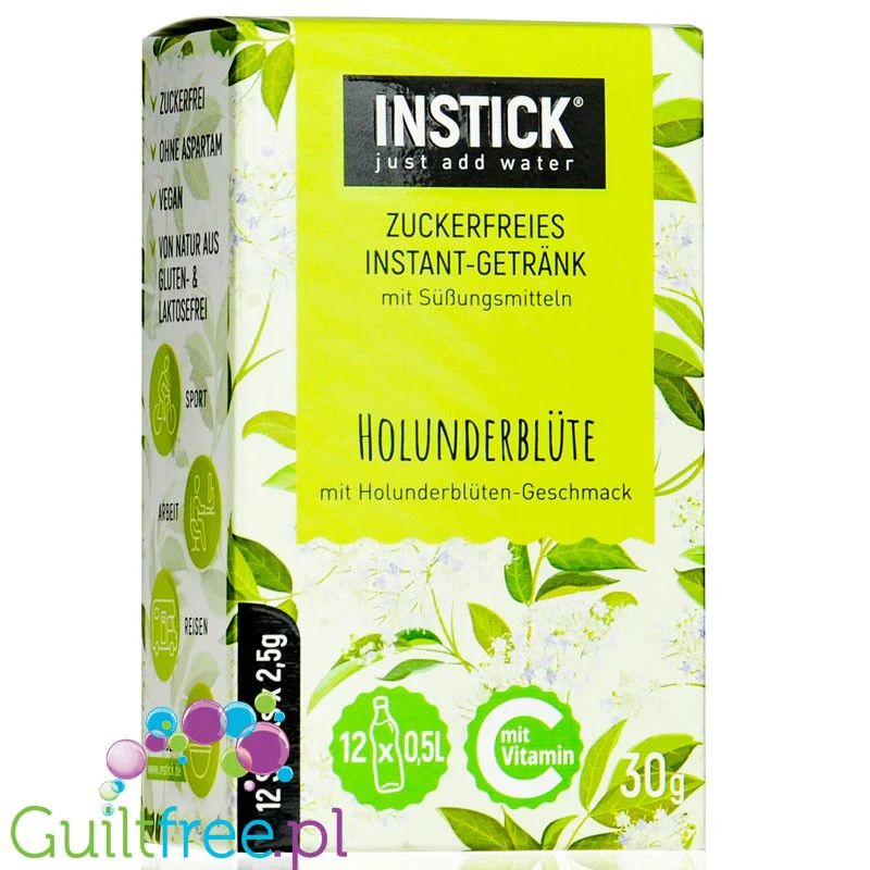 InStick Holunderblüten (Elderflower) - saszetka smakowa do napoi bez cukru, smak syrop z kwiatów bzu