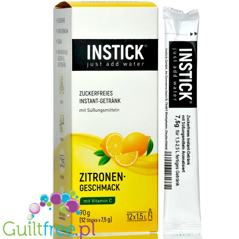 InStick Lemon - rozpuszczalna saszetka smakowa do napoi bez cukru, Cytryna