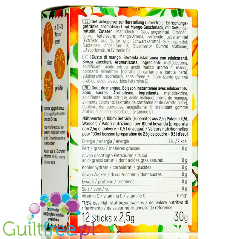 InStick Mango Sticks - rozpuszczalna saszetka smakowa do napoi bez cukru - Image 2
