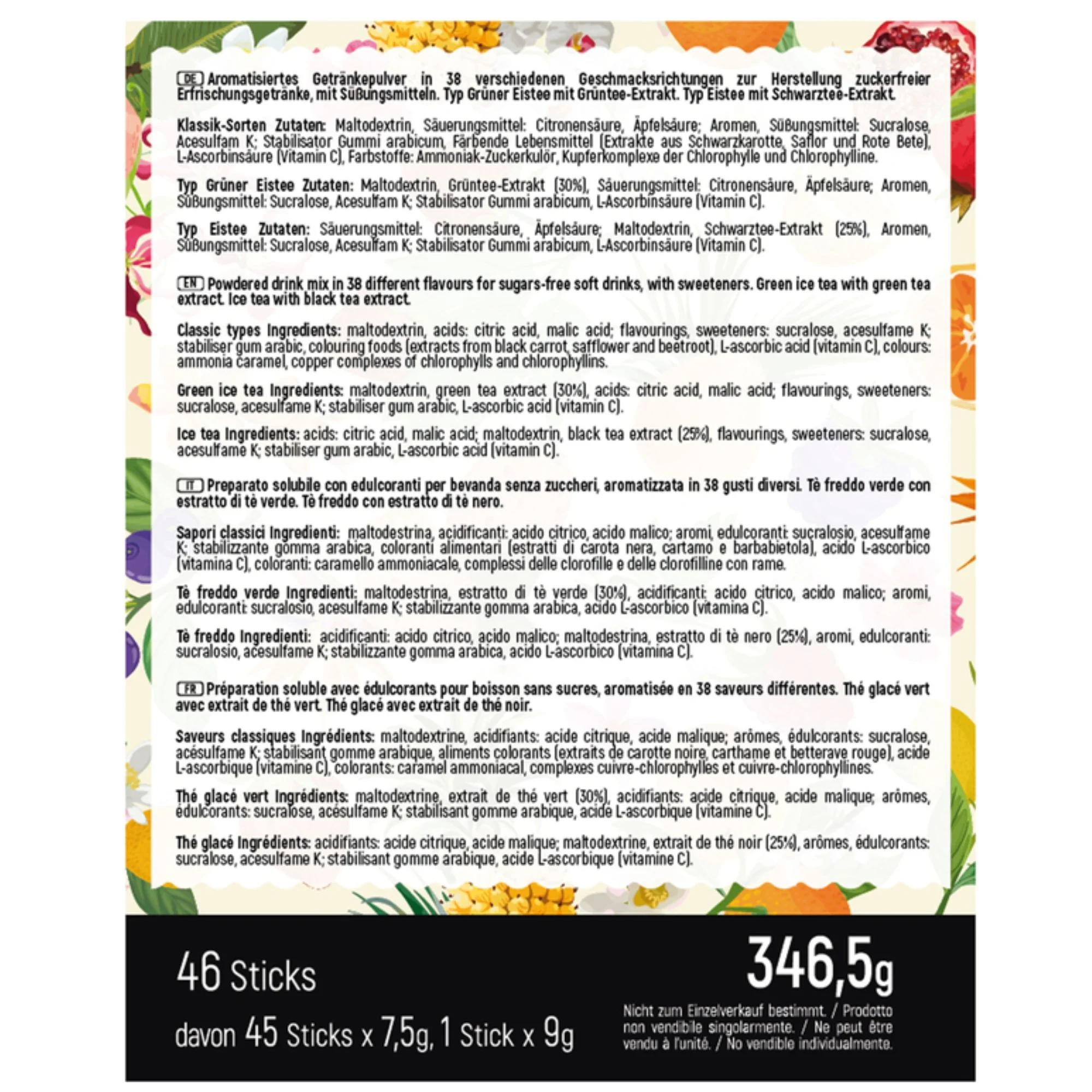 InStick Mix Pack 46 Sticks - rozpuszczalne saszetki smakowe do napojów bez cukru, na 69L różne smaki - Image 2