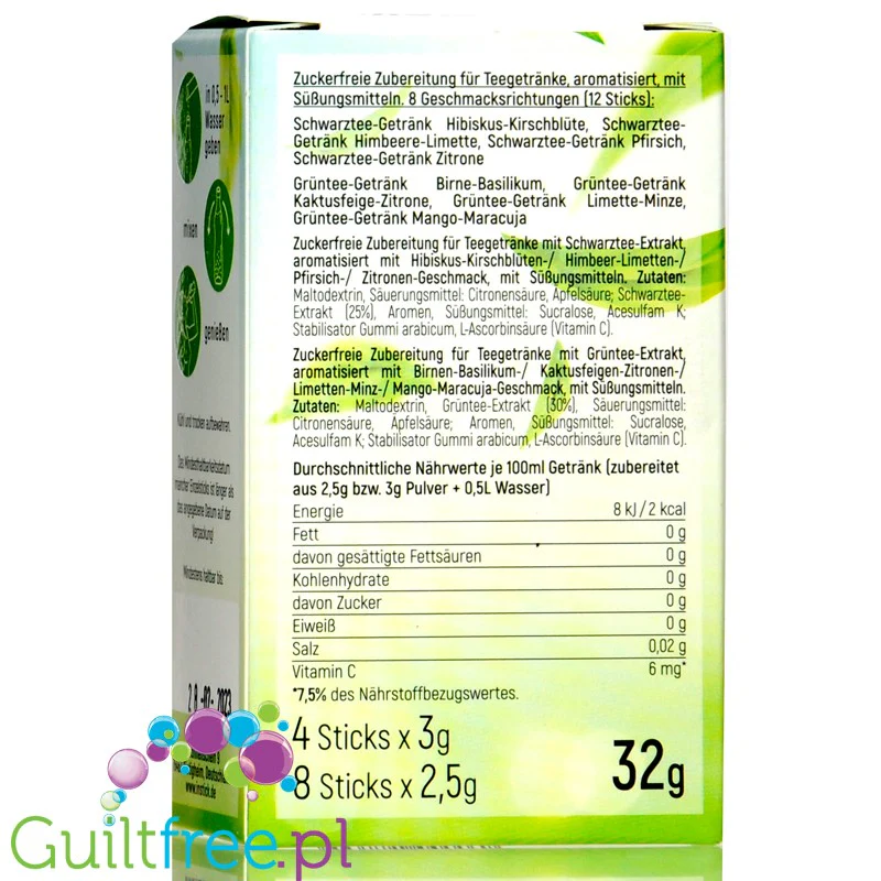 InStick Mix Pack Tea - rozpuszczalna saszetka smakowa do deserów inapoi bez cukru, 12 saszetek na 0,5L, Herbaciany Miks - Image 3