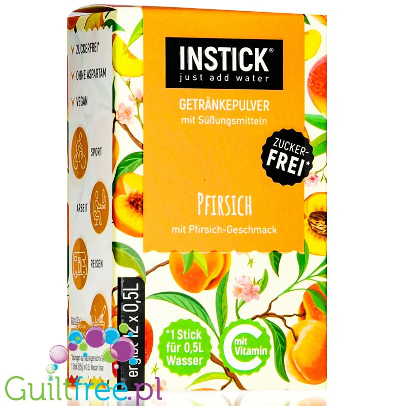 InStick Peach Sticks - rozpuszczalna saszetka smakowa do napoi bez cukru, Brzoskwinia