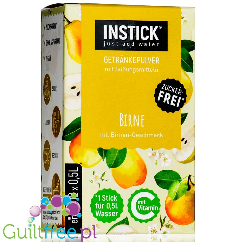 InStick Pear Sticks - rozpuszczalna saszetka smakowa do napoi bez cukru, Gruszka