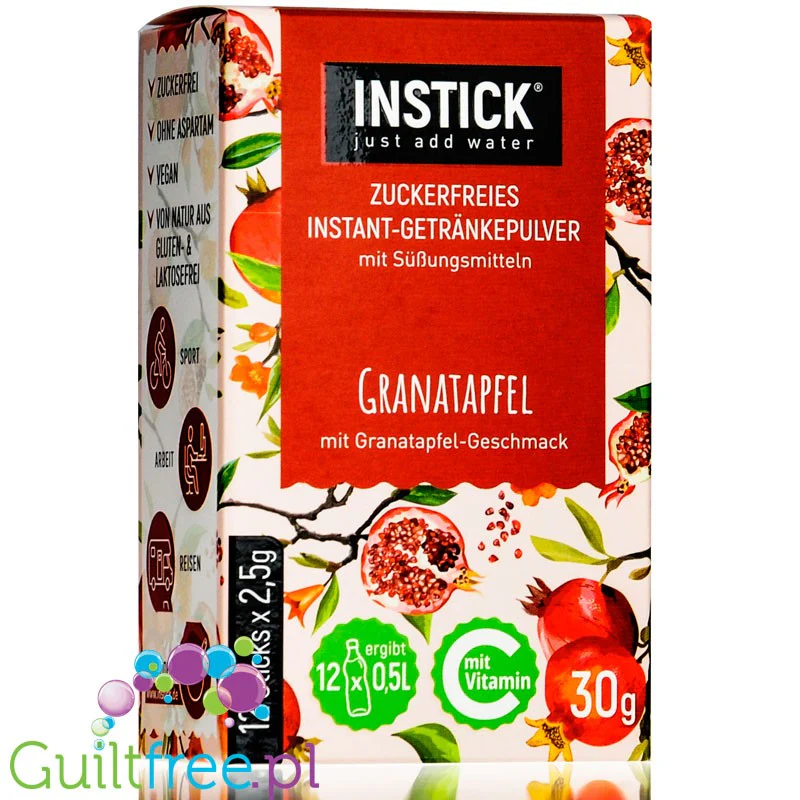 InStick Pomegranate Sticks - rozpuszczalna saszetka smakowa do napoi bez cukru, Granat