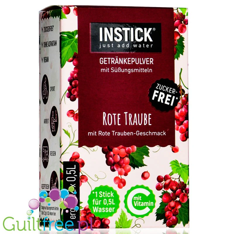 InStick Red Grape Sticks - rozpuszczalna saszetka smakowa do napoi bez cukru, Czerwone Winogrona