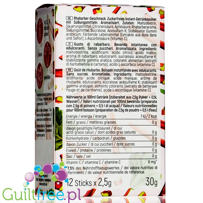 InStick Rhubarb Sticks - rozpuszczalna saszetka smakowa do napoi bez cukru, Rabarbar - Image 2
